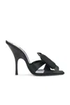 Saint Laurent Tuxedo Bow Satin Stiletto Sandals In Nero