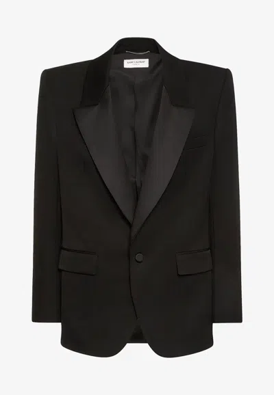 Saint Laurent Tuxedo Wool Blazer In Black