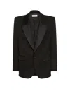 Saint Laurent Slim-fit Satin-trimmed Grain De Poudre Wool Tuxedo Jacket In Black