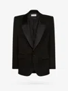 Saint Laurent Tuxedo Wool Blazer With Satin Lapel In Black