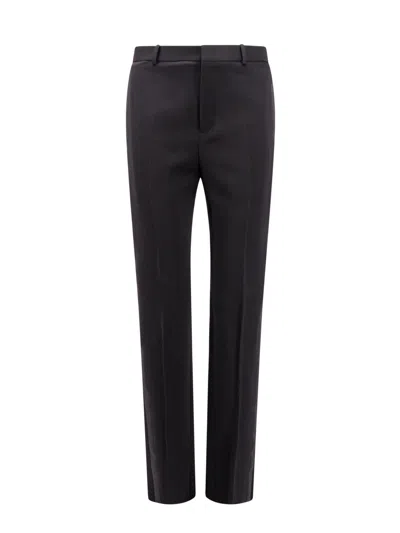 Saint Laurent Men Tuxedo Wool Trouser With Satin Side Band In Black