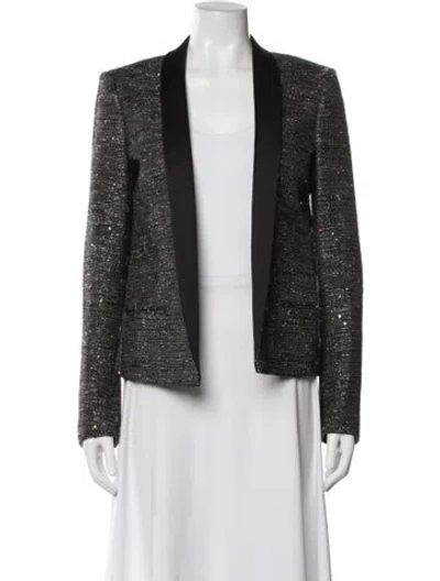 Pre-owned Saint Laurent Tweed Pattern Evening Jacket In Black