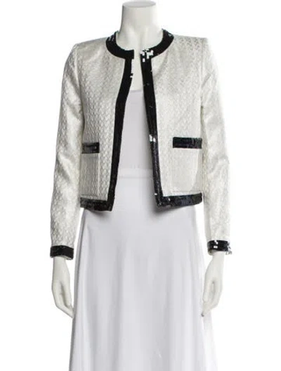 Pre-owned Saint Laurent Tweed Pattern Evening Jacket W/ Tags In White