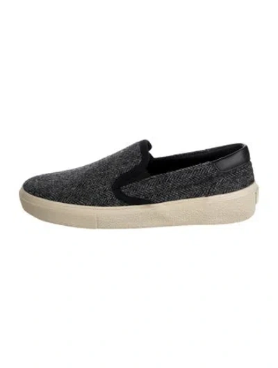 Pre-owned Saint Laurent Tweed Pattern Flats In Black