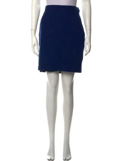 Pre-owned Saint Laurent Tweed Pattern Mini Skirt In Blue