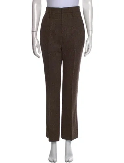 Pre-owned Saint Laurent Tweed Pattern Straight Leg Pants In Brown