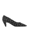 Saint Laurent Tweed Pointed Pumps In Black