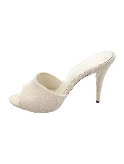 Pre-owned Saint Laurent Tweed Tweed Pattern Mules In White