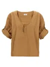 Saint Laurent Top In Twill Cammello Donna