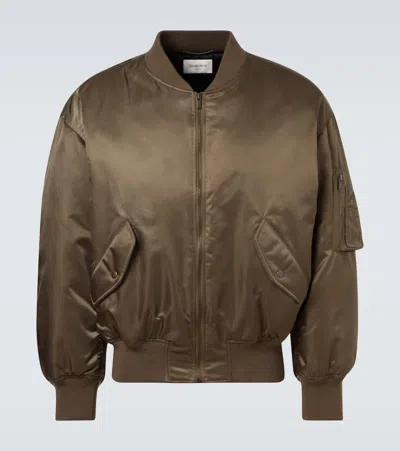 Saint Laurent Twill Bomber Jacket In Green