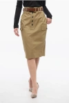 Saint Laurent Cassandre Pencil Skirt In Cotton Twill Clothing
