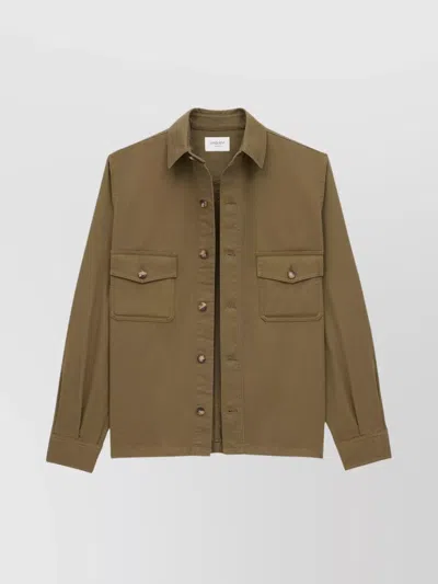 Saint Laurent Oversize Organic Cotton Shirt In Green