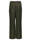 Saint Laurent Twill Trousers With Back Pockets And Elastic Waistband In Green