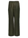 Saint Laurent Twill Trousers With Back Pockets And Elastic Waistband In Green