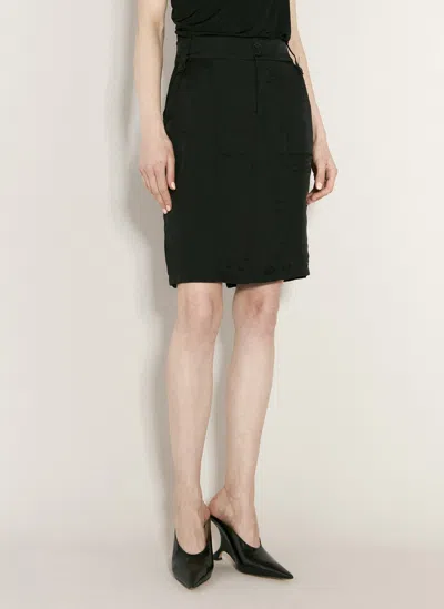 Saint Laurent Twill Pencil Skirt In Black