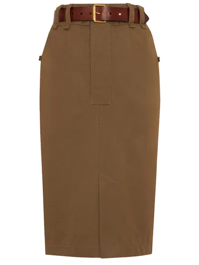 SAINT LAURENT TWILL PENCIL SKIRT