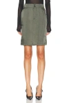 Saint Laurent Button Detailed Pencil Skirt In Kaki