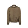 Saint Laurent Twill Teddy Bomber Jacket In Khaki Green