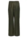 Saint Laurent Twill Trousers With Back Pockets And Elastic Waistband In Green