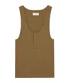Saint Laurent Twill-weave Sleeveless Top In Brown