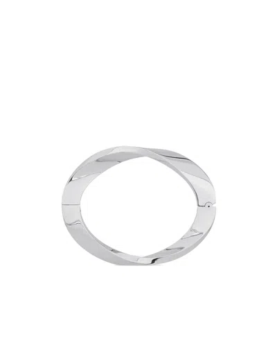 Saint Laurent Twist Bracelet In 18k Grey Gold In Silver