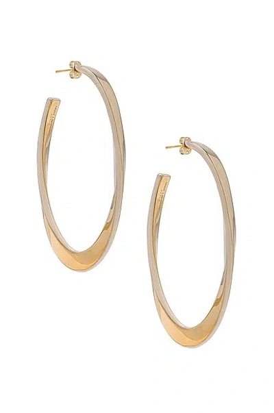 Saint Laurent Twist Large Hoop Earrings In Dore & Creme