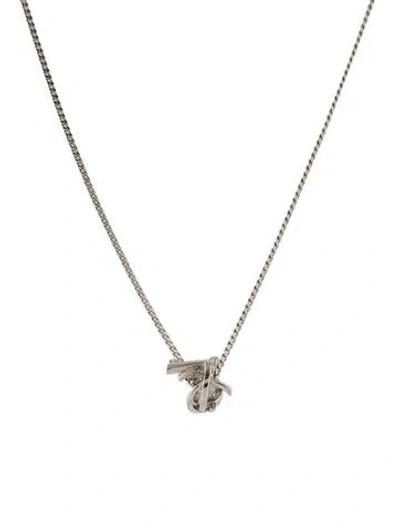 Pre-owned Saint Laurent Twisted Cassandre Ring Pendant Necklace, 18" In Multi