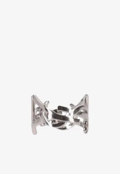 Saint Laurent Twisted Cassandre Ring In Metallic