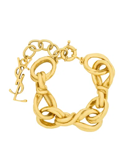 Saint Laurent Twisted Knit Chain Bracelet In Yellow
