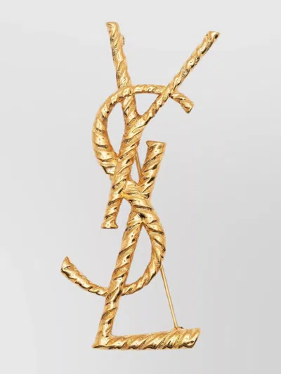 SAINT LAURENT TWISTED STRIPE TEXTURE BROOCH