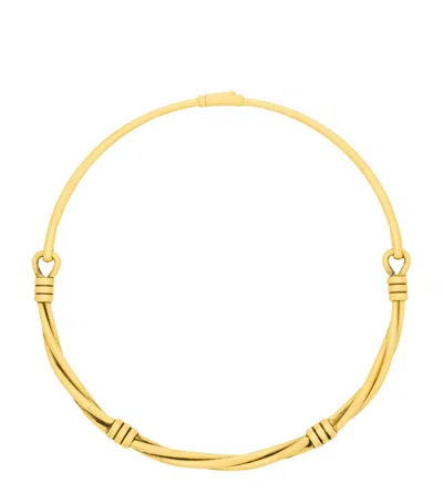 Saint Laurent Twisted Thread Choker Necklace In Yellow
