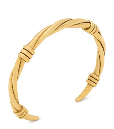 Saint Laurent Twisted Thread Open Cuff Bracelet In Gold