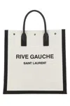 Saint Laurent Two-tone Canvas Rive Gauche Shopping Bag In White