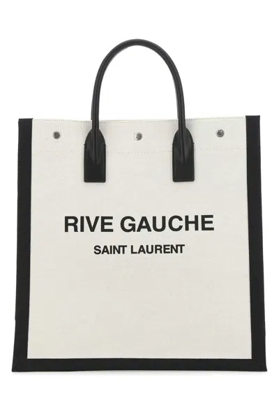 SAINT LAURENT SAINT LAURENT TWO-TONE CANVAS RIVE GAUCHE SHOPPING BAG