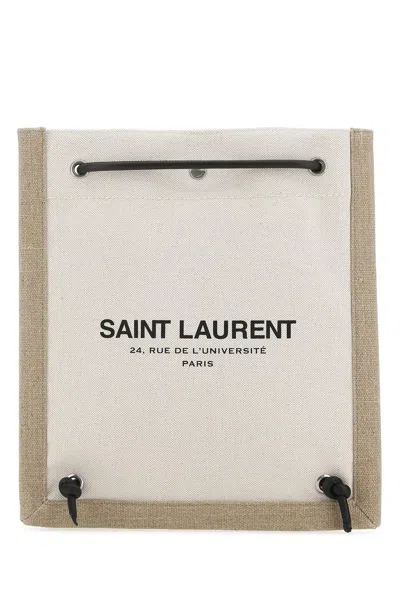 Saint Laurent Twotone Canvas Universit Rossbody Bag In Powder
