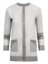 Saint Laurent Two-tone Cardigan In Neutral