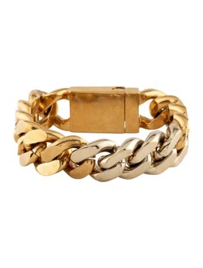 Pre-owned Saint Laurent Two Tone Chain Link Bracelet, 6.25" In Multicolor