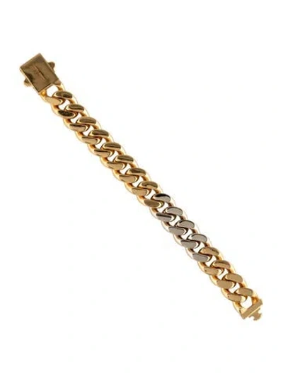 Pre-owned Saint Laurent Two Tone Chain Link Bracelet, 7" In Multicolor