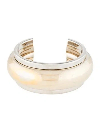 Pre-owned Saint Laurent Two Tone Cuff Bracelet, 6.75" In Multicolor