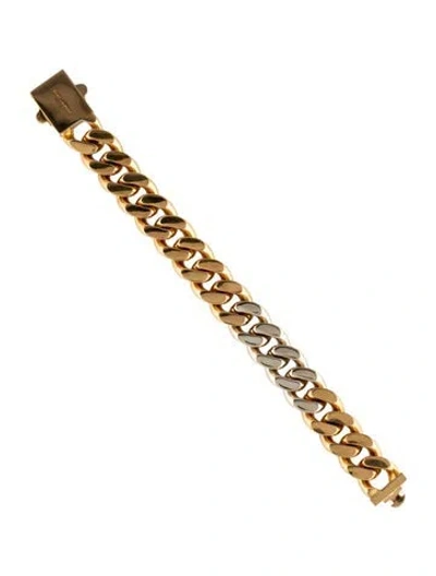 Pre-owned Saint Laurent Two Tone Curb Chain Link Bracelet, 7" In Multi