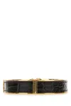 Saint Laurent Two-tone Leather And Metal Cassandre Bracelet In Fondente