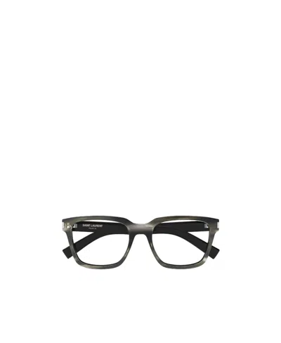 Saint Laurent Two-tone Rectangle-frame Glasses In Black