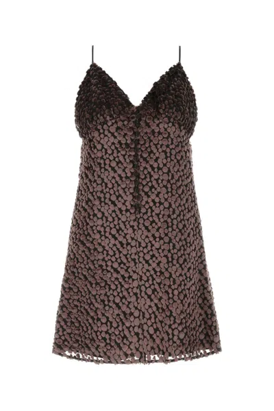 SAINT LAURENT TWO-TONE VELVET MINI DRESS