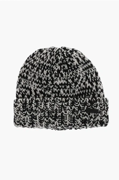 SAINT LAURENT TWO-TONE WOOL BEANIE