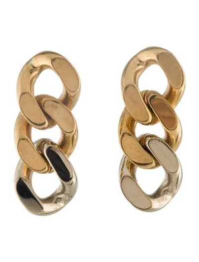 Pre-owned Saint Laurent Two-tone 3 Curb Chain-link Earringss In Multi