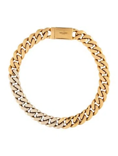 Pre-owned Saint Laurent Two-tone Chain Necklace, 15.75" In Multi