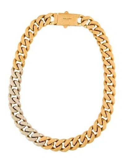 Pre-owned Saint Laurent Two-tone Chain Necklace, 18" In Multi