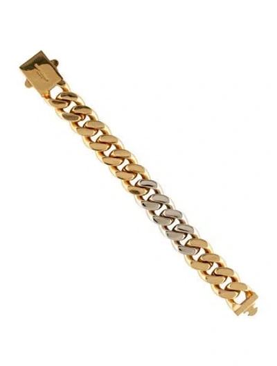 Pre-owned Saint Laurent Two-tone Curb Chain Bracelet, 6" In Multi