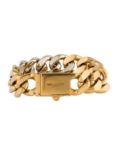 Pre-owned Saint Laurent Two-tone Curb Chain Bracelet, 6.5" In Multi