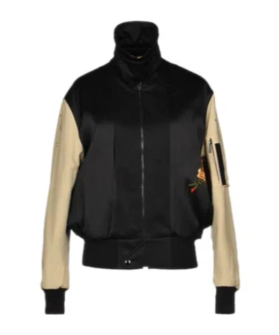 Saint Laurent Twotone Flight Jacket In Black
